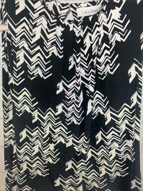 Calvin Klein Black and White Chevron Midi Dress